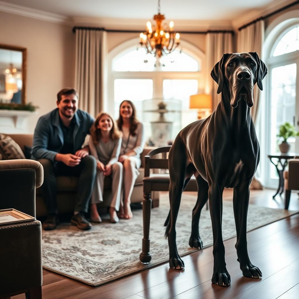 Cachorro Gran Danés socializando con familia